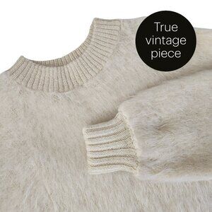 JANTZEN cream mohair wool fuzzy vintage sweater medium